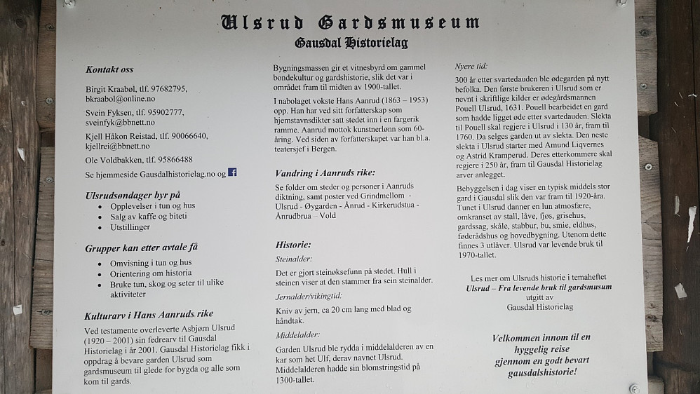 Info om Ulsrud gardsmuseum