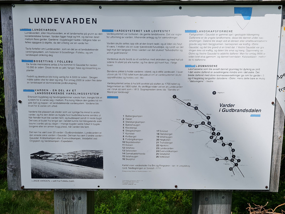 Infotavle på Lundevarden