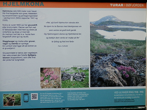 Infoskilt ved gruva.