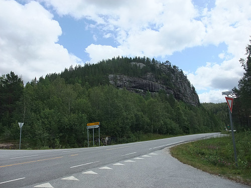 Frå rv 9 mot Nonåsen 646 der eg gjekk opp/ ned gjennom skogen i venstre side.