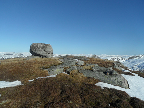 På Gamlestølsfjell der ein kampestein er høgaste punkt.