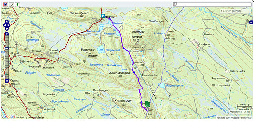 Ringsrudåsen - 1t 27min - 10,7 km. Parkerte ved hovedvegen og sykla inn vegen. Satt fra oss syklane der vegen stoppa.