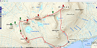 Omtrentleg turen over Gråhøe - 5t 40 min - omlag 20 km