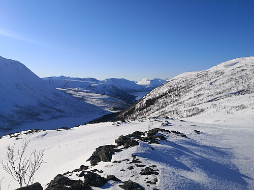 Utsikt sørover Kvæfjord frå Tverrfjellet