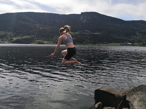 Bad i Slidrefjorden etter turen