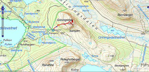 Turen på Gringsdalskampen. 2,4 km - 304 hm - 49 min