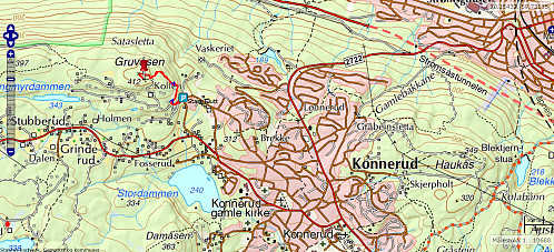 Turen på Gruvåsen/Konnerudkollen: 2,1 km - 105 hm - 44 min