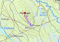 Tur 4: Flisberget. 1,8 km - 63 hm - 28 min