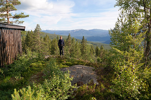 28.06.2016 - På Tråeråsen (566). Til venstre ses litt av hytta på toppen.