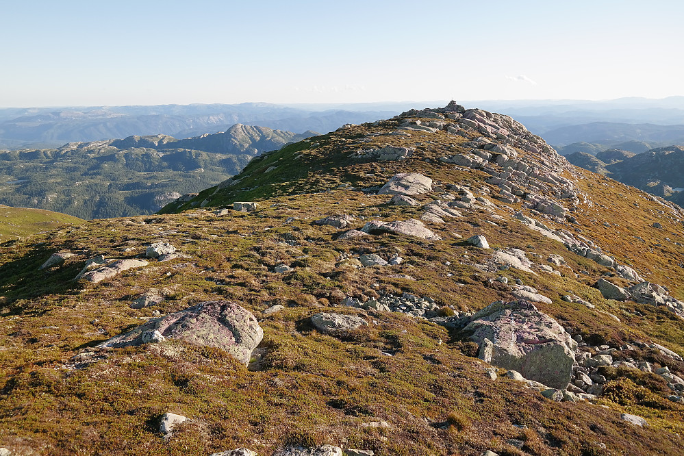 På Nordnibba. Vi står på det midtre toppunktet (1364,8 moh) og ser bortover mot trig.punktet (1364,5 moh). En fin og trivelig rygg dette.