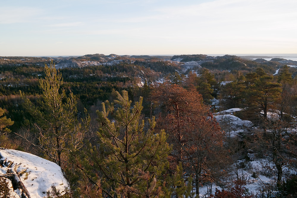 Jeg står på ryggen nesten 100 meter sør for toppen av Sørøst for Mørjeklovås (205). Her med utsikt mot S/SØ.