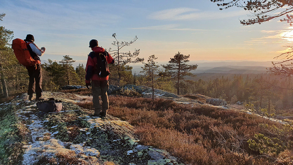 En bitteliten lunk var det i sola her på Klomshue Vest (605). Langt i det fjerne til høyre i bildet, kan Jonsknuten (904) skimtes.