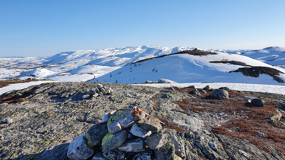 Jeg står ved toppvarden på Ormehogg (1070). Kun 120 meter lengre bak og litt til høyre, er Ormehogg Sør (1072).