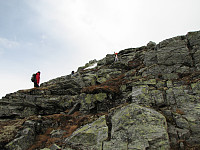 08.06.2014 - Morten følger etter fjellgeitene Linn Therese og Julie, som er i ferd med å komme opp i et altfor bratt område.