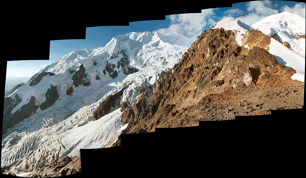Panoramic view from the Nido de Condores (Condore's nest) camp on Illimani, at ca. 5500m