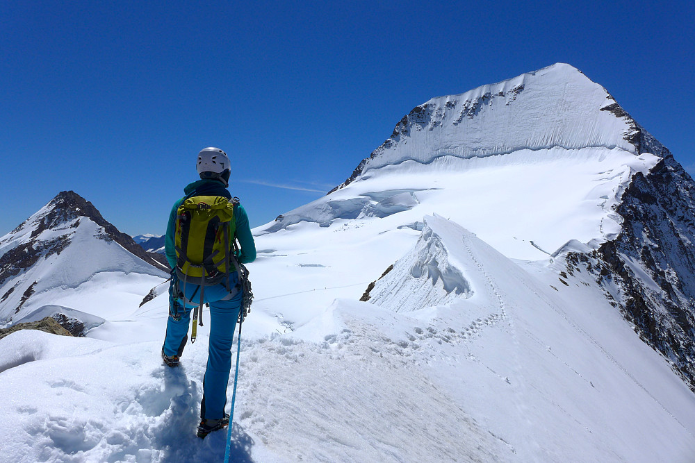 Almost at the exit onto the glacier below the Mönch