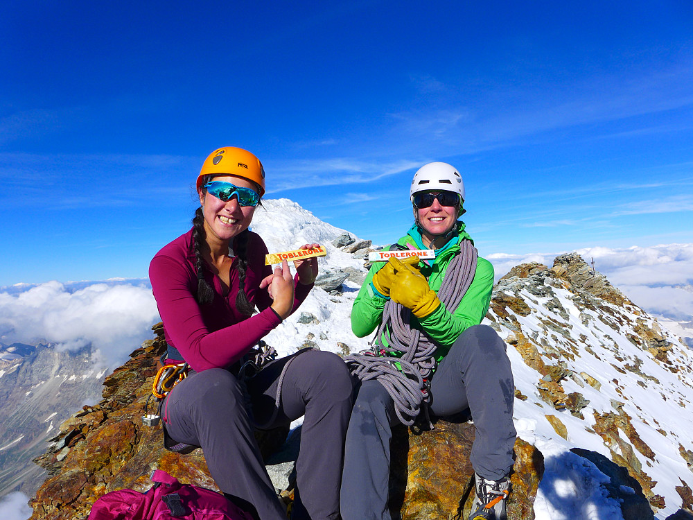 Lets remind ourselves which mountain we're on? Colour-coordinated Toblerones and helmets were not pre-planned :)