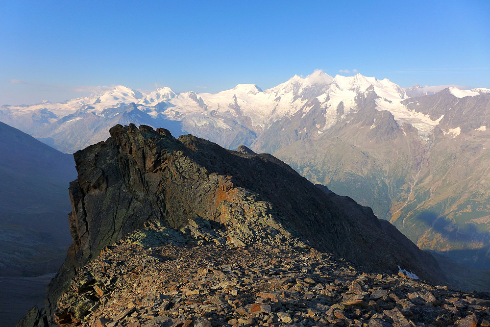 At the start of the traverse, looking westwards
