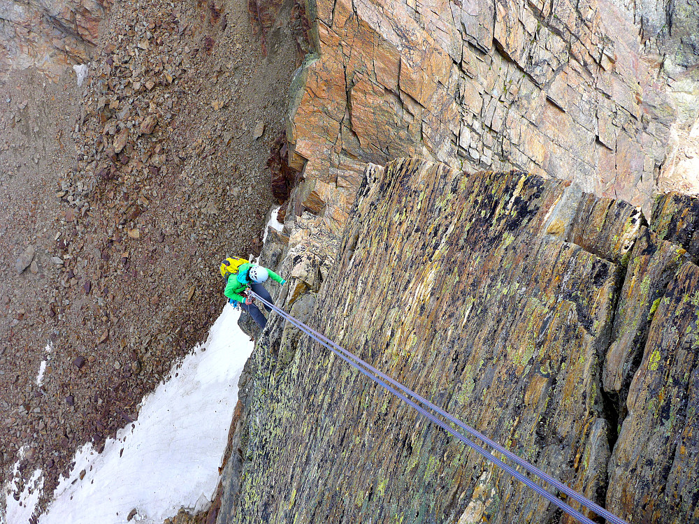 First abseil off the top of the Grand Gendarme