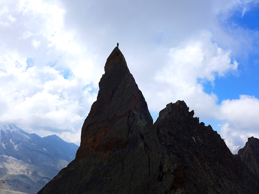 Looking back towards the Grand Gendarme where we abseiled off