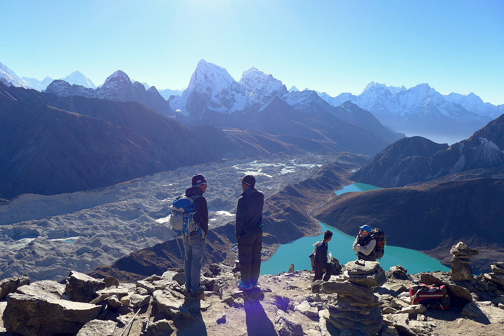 Kilu and Mingma with the terrific views toward Cholatse and Taboch in the background