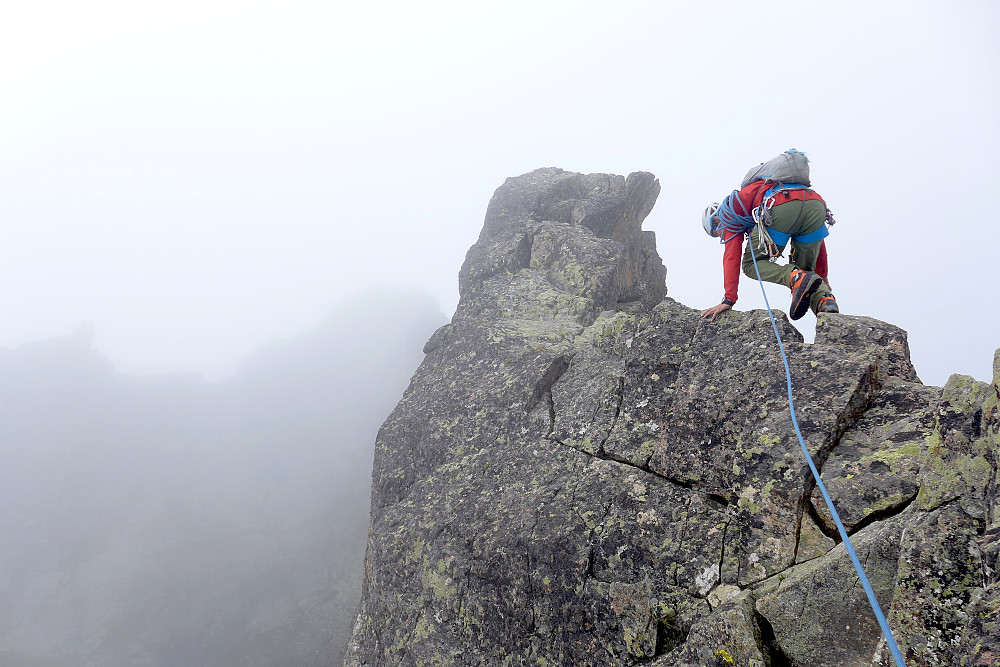 Traversing across the ridge towards the summit of Pointe de l'Ifala