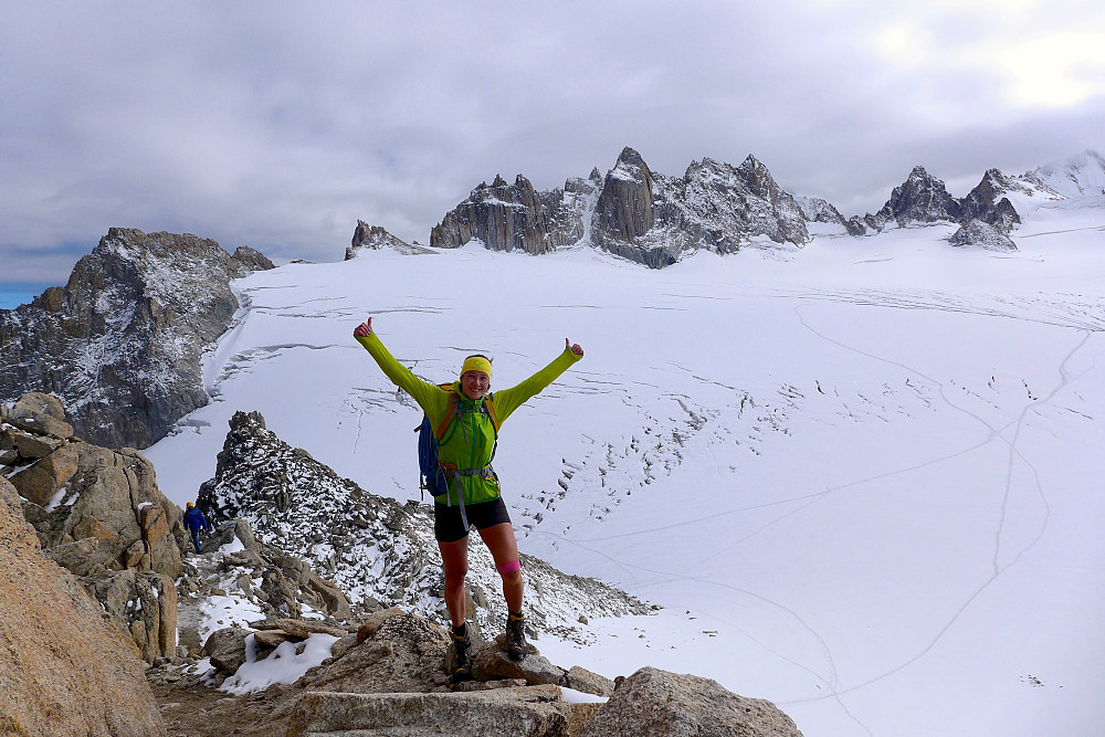 I bet no one else was looking quite so happy to have arrived at the Trient hut!