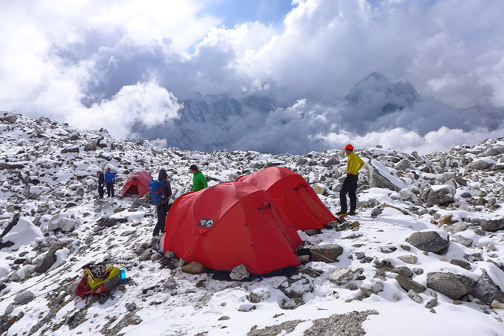 First trip to high camp to stash climbing gear