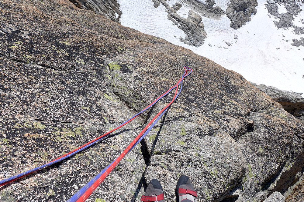View down from said belay. It wasn't uber-spacious.