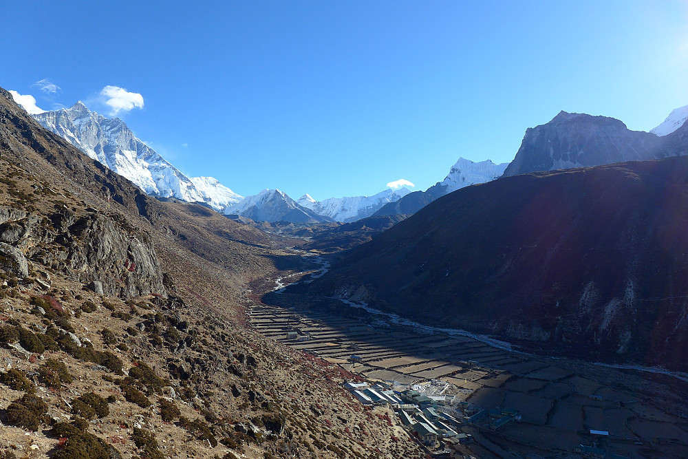 View of Dingboche from the hike up to Nangkartshang
