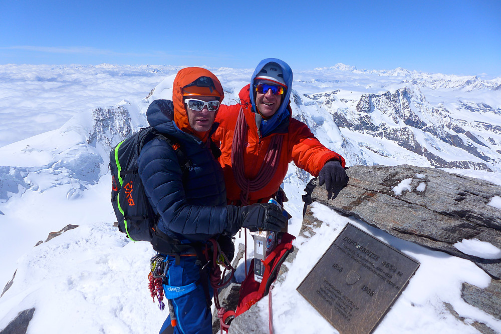 Rob and Simon at the summit of the Dufourspitze