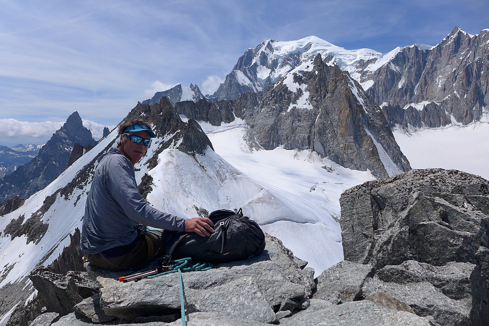 Afternoon sightseeing from the Torino hut on the Aiguille de Toule