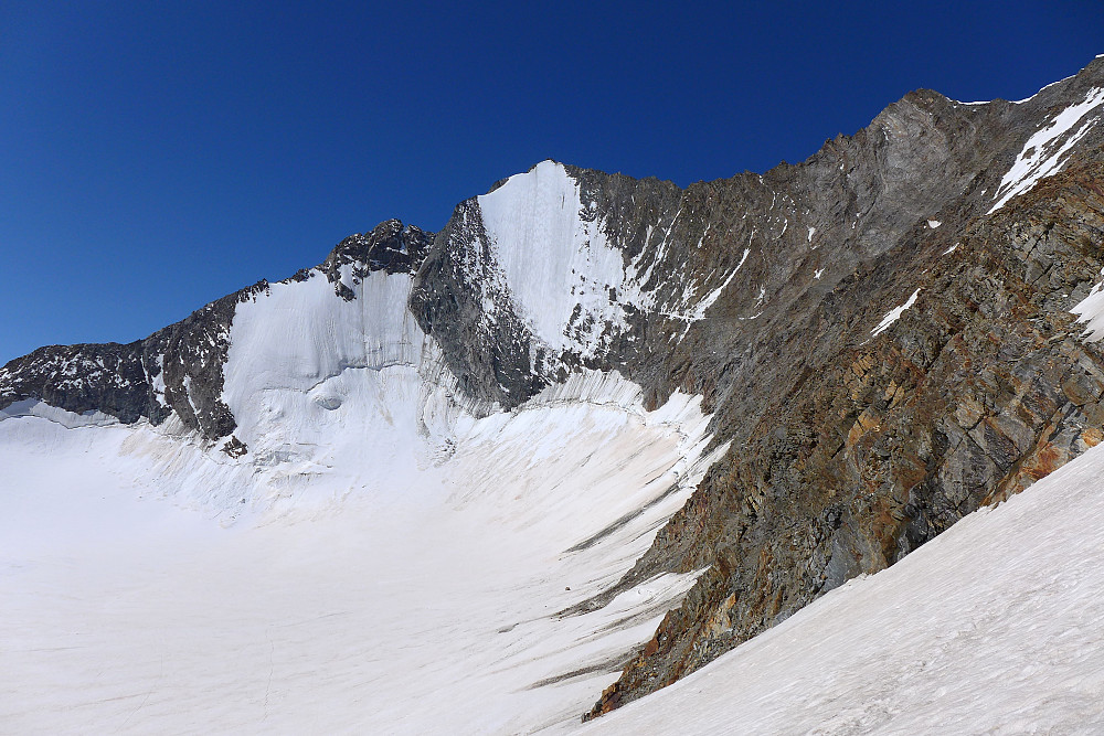 View of the northeast face of the Lenzspitze. Not super snowy!