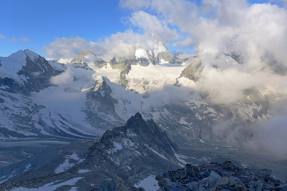 Views. Le Mammouth is the little ridge in the centre, Dent Blanche behind