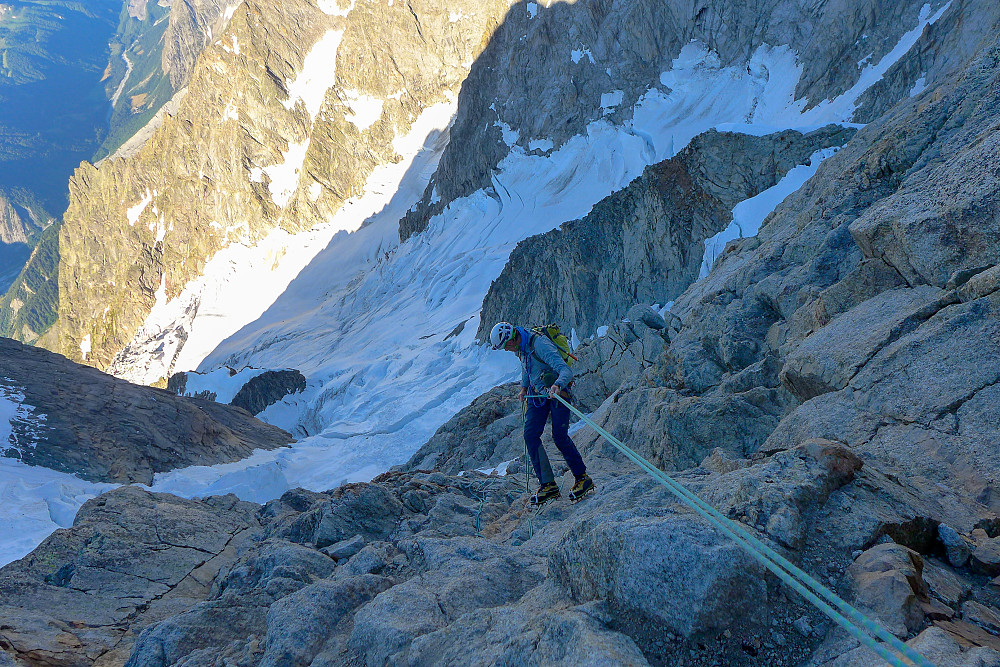 Abseiling on the Rocher Whymper