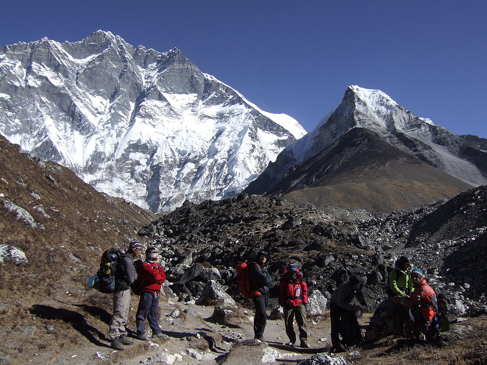 Everest (left) and Island Peak (right of picture) on the way back from base camp to Pangboche