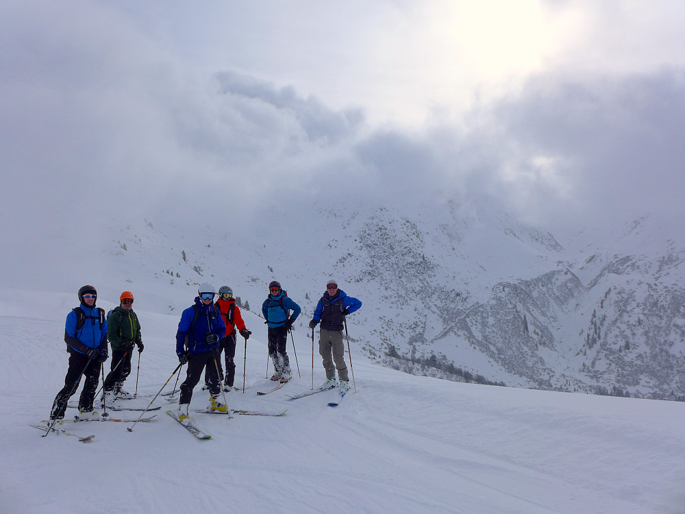 Gjengen i skianlegget på Les Contamines