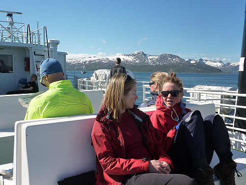 Ilona and Solveig on the ferry to Botnhamn