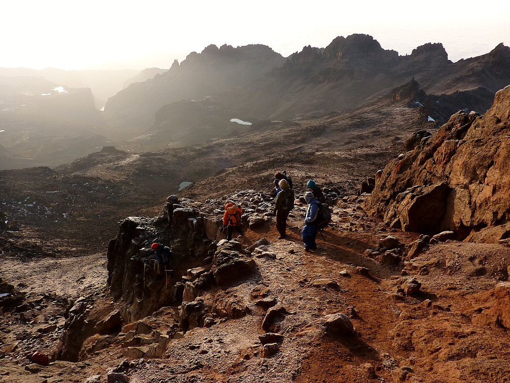 On descent from Point Lenana toward the Chogoria route