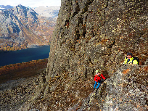 Asbjorn and Reidar in the gully on the steep bit