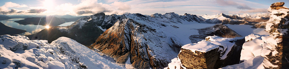 Summit panorama #1, the view from Balsfjord in the south/west towards the northwest