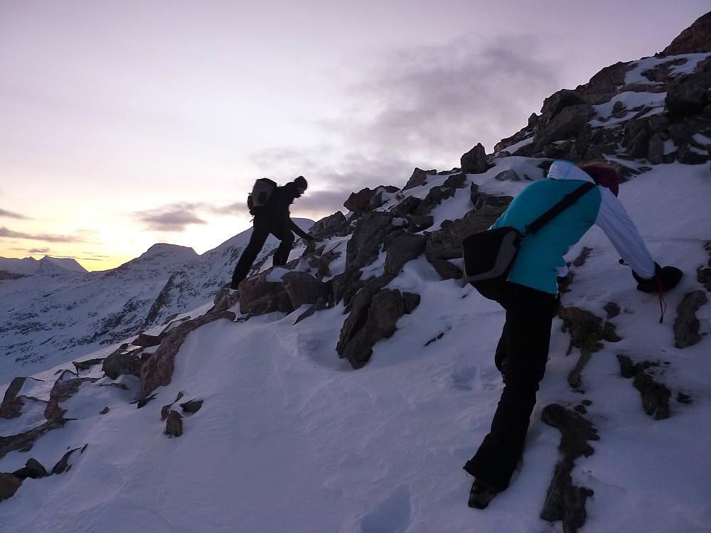 On the ridge up to Durmålstinden, Bentsjordtinden in the background at the far left corner of the picture