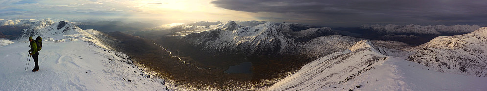 A wide-view panorama from the summit of Sgorr Ruadh