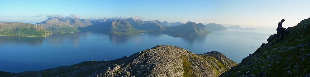 View south towards Kvaløya (Grøtfjord and Tromvik, possibly Senja in the far distance too). Bo at the right side of the photo.