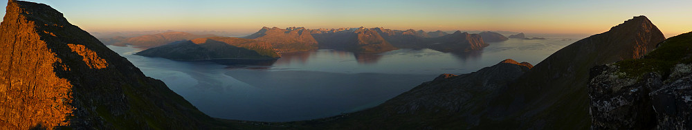 Low light on Kvaløya peaks to the south
