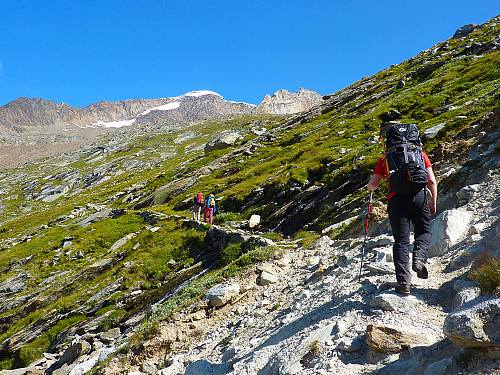 The path up to the hut. The Dri Horlini (or 'three horns') is also visible from here.