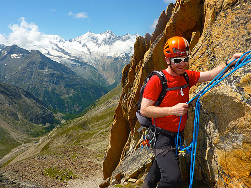 Pete dismantling the belay