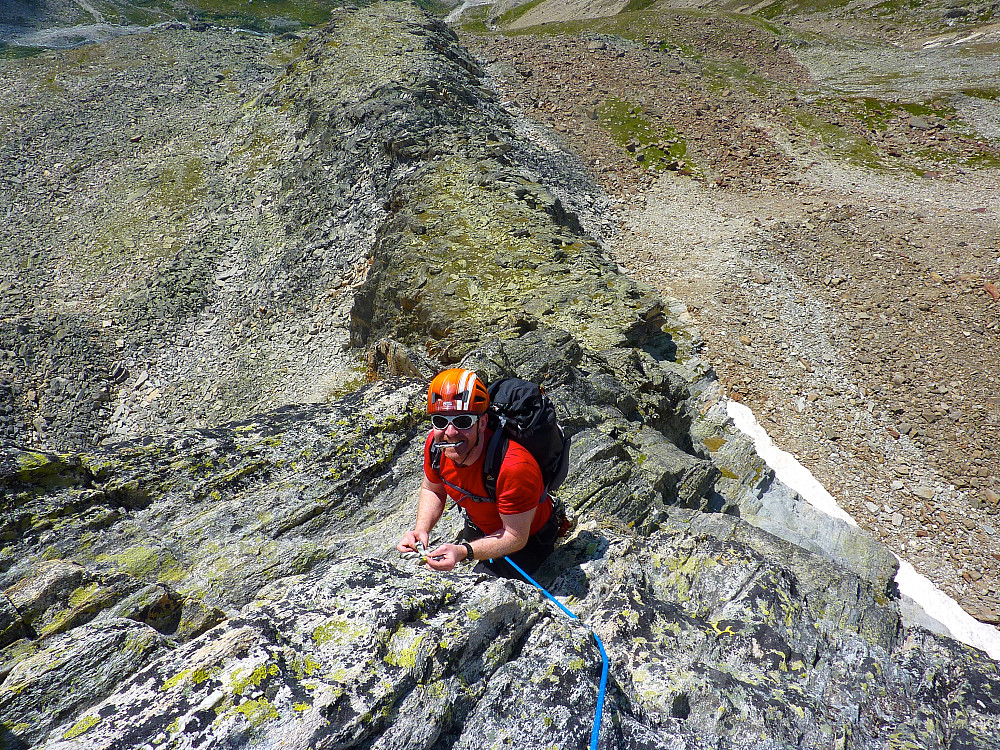 Pete coming up to the belay stance
