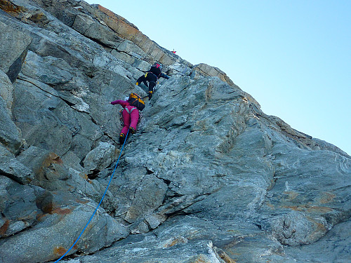 A mix of scrambling and climbing to start the route