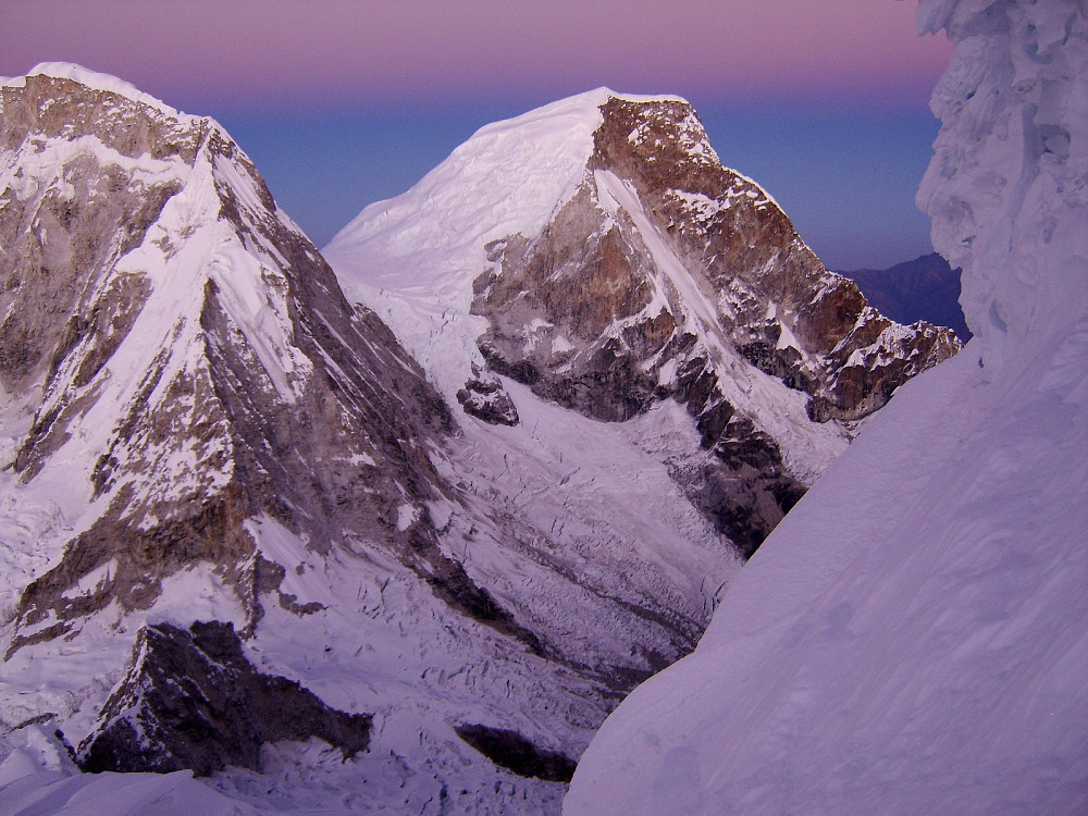 Sunrise over Huascaran, taken on the summit day of Chopicalqui